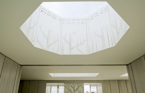 Skylight over the octagonal study desk.