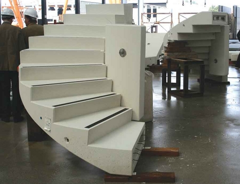 The precast stairs.