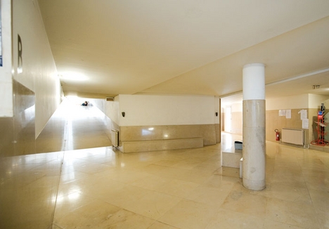 A key intersection in the basement circulation space.
