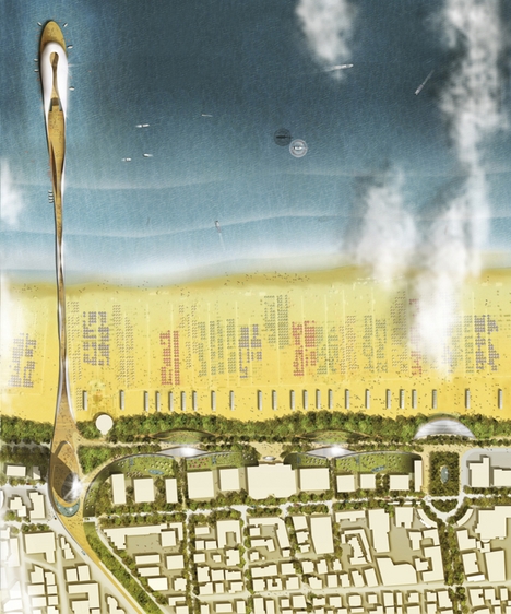 Aerial view of waterfront Rimini development