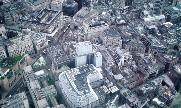 Aerial view with Foster’s Walbrook building below.