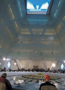 A 70% ceramic frit has been applied to the full-height glass walls around the central atrium.
