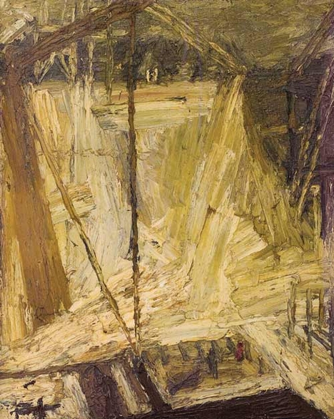 Frank Auerbach’s Shell Building Site from the Thames, 1959.
