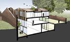 Sectional view of a three-bedroom unit.