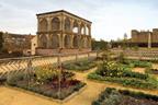 Looking northeast towards the aviary and the gatehouse.