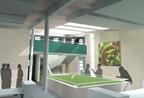 Visualisation showing the interior with concrete radiators fixed to the soffits.
