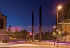 Lighting at ground level complements that of the 18m columns at the park entrance.