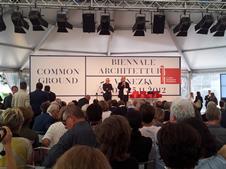 David Chipperfield and Paolo Baratta presenting the Golden Lion award