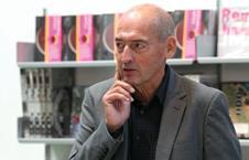 Rem Koolhaas at OMA's Progress exhibition at the Barbican