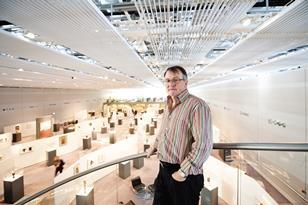 Stephen Hodder on the high-level walkway over-looking the gallery space.