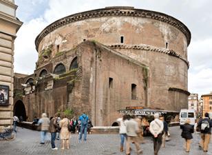 Rear view of the Pantheon showing the relieving arches within the massive brick walls.
