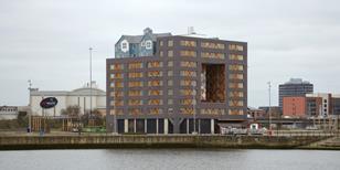 Fat’s £10 million Community in a Cube housing block is the only part of the 2004 masterplan  to have been built along the dockside. 