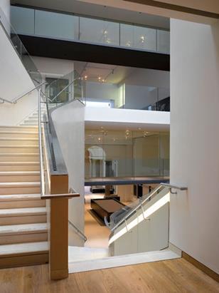 Looking down from the stair into the ground floor Ancient World gallery.