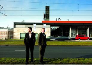 Roger Hawkins (left) and Russell Brown at the Kunsthal, Rotterdam.