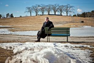 Tony Fretton with the Hill of Remembrance beyond