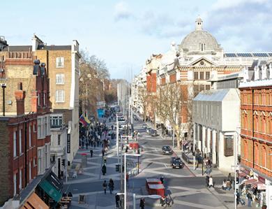 Looking north across Cromwell Road.