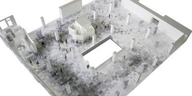 A model of an earlier version of the scheme showing the graduated shades of stone.