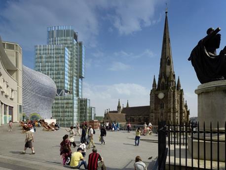 Trevor Horne Architects' £150 million mixed-use development in the heart of the city centre, neighbouring Future Systems' Selfridges