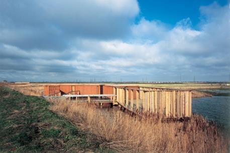Looking north across Rainham Marsh towards the elevated A13.