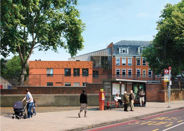 Two-metre-high concrete lettering will display the school’s name on the western elevation.
